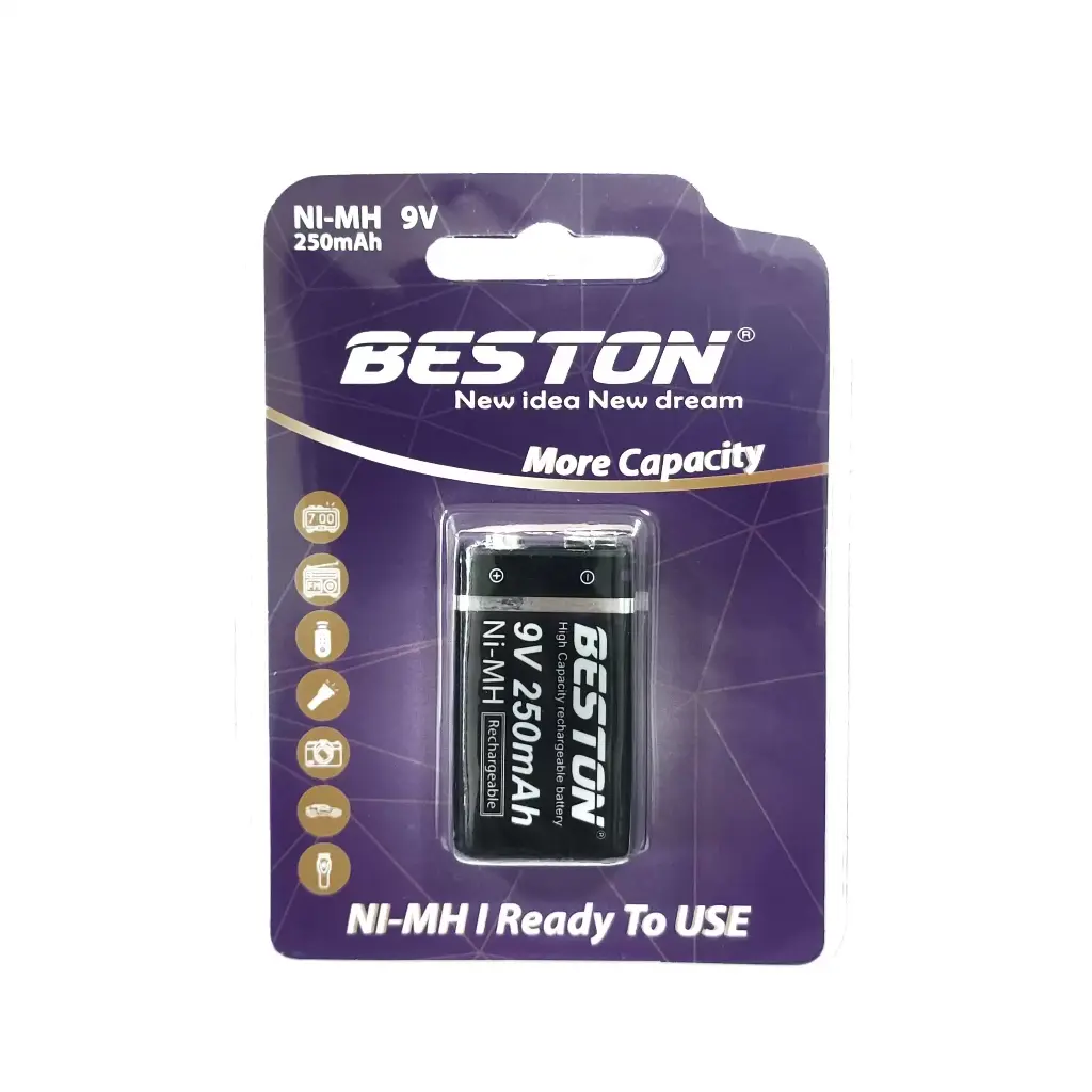 Beston Rechargeable Battery 9V 250mAh 