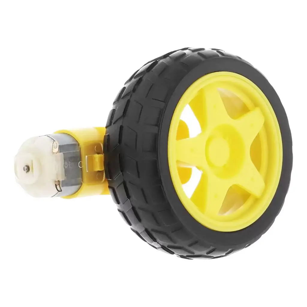 Robot Car Wheel Tyre (65mm) with DC Gear Motor